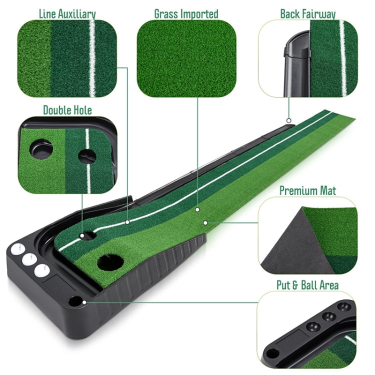 PGM Golf Mini Putting Mat Push Rod Trainer 3m, with Auto Ball Return Fairway, 3m, with Auto Ball Return Fairway