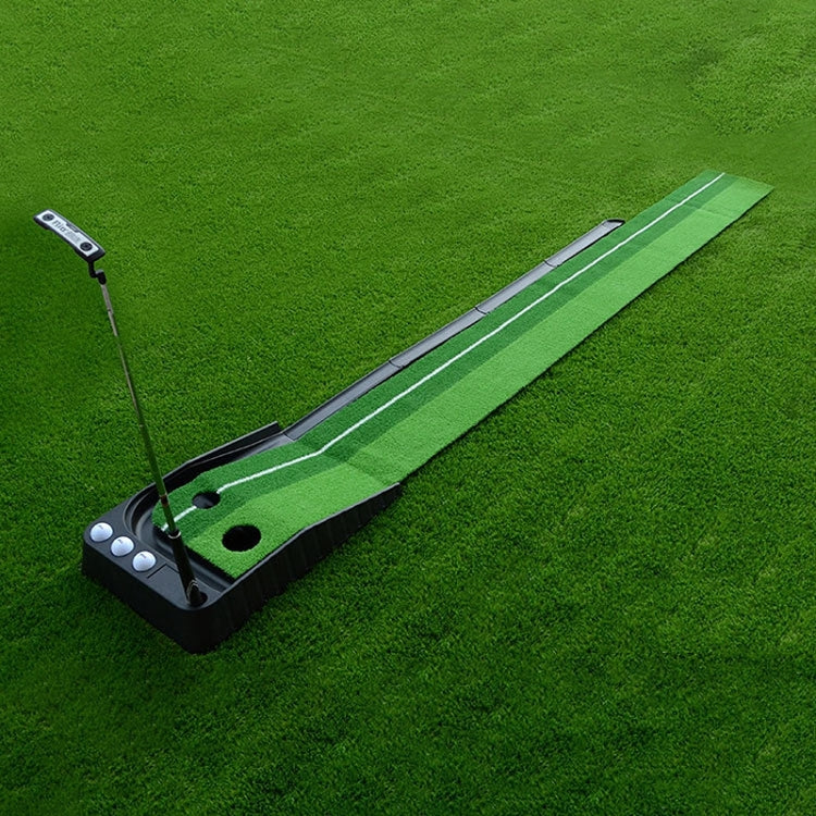 PGM Golf Putting Mat Push Rod Trainer 3m, with Three Soft Balls & Three Bicolor Balls & Auto Ball Return Fairway, 3m, with Three Soft Balls & Three Bicolor Balls & Auto Ball Return Fairway