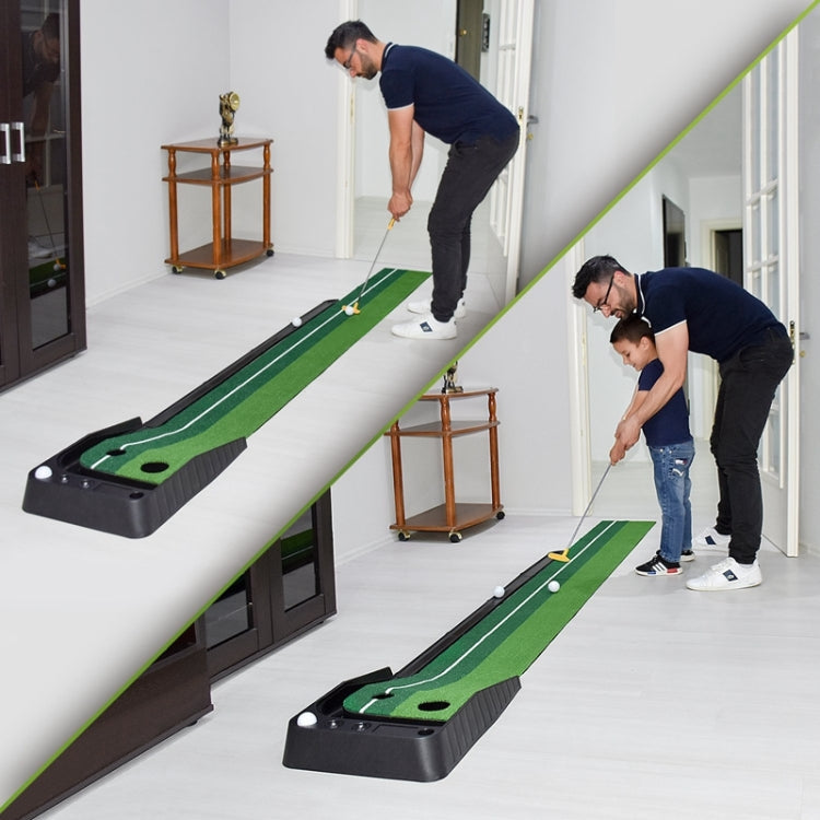 PGM Golf Putting Mat Push Rod Trainer 3m, with Three Soft Balls & Three Bicolor Balls & Auto Ball Return Fairway, 3m, with Three Soft Balls & Three Bicolor Balls & Auto Ball Return Fairway