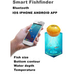 Bluetooth Fish Detector 125KHz Sonar Sensor 0.6-36m Depth Locator Fishes Finder Alarm for iOS & Android Mobile Phones, Operating Range: 0.6-36m