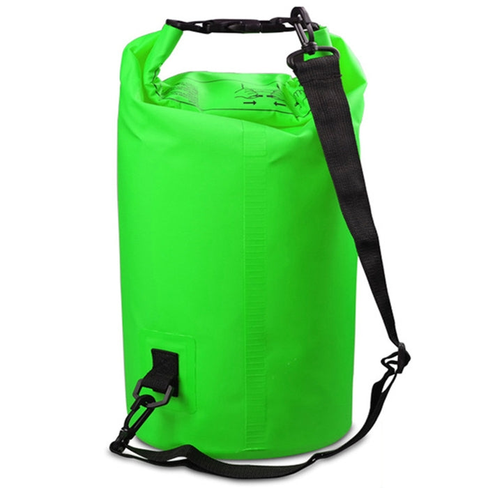 Outdoor Waterproof Double Shoulder Bag Dry Sack PVC Barrel Bag, Capacity: 20L, Capacity: 20L (Green), Capacity: 20L (Sky Blue), Capacity: 20L (Yellow), Capacity: 20L (Black), Capacity: 20L (Dark Blue), Capacity: 20L (Orange), Capacity: 20L (Pink) Capacity: 20L (Green) Green