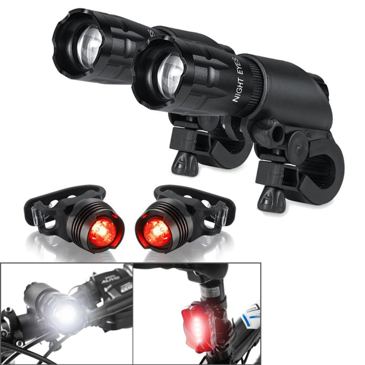 5W Mountain Bike Headlight Charging Zoom Glare Waterproof Flashlight Set Car Headlight x 2 + Taillight x 2 (Set Three), Set Three Set Three