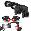 5W Mountain Bike Headlight Charging Zoom Glare Waterproof Flashlight Set Car Headlight x 2 + Taillight x 2 (Set Three), Set Three Set Three