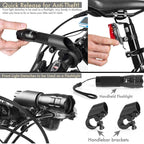 5W Mountain Bike Headlight Charging Zoom Glare Waterproof Flashlight Set Car Headlight x 2 + Taillight x 2 (Set Three), Set Three