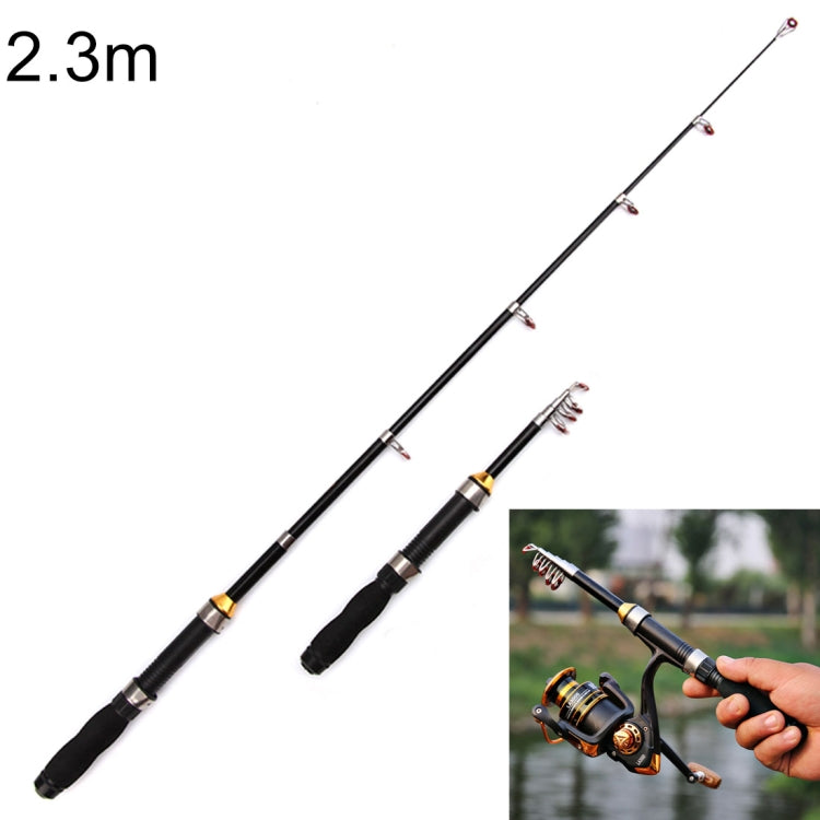 37cm Portable Telescopic Sea Fishing Rod Mini Fishing Pole, Extended Length : 2.3m, 2.3m – Durable Build, Easy to Use 2.3m OG6274B