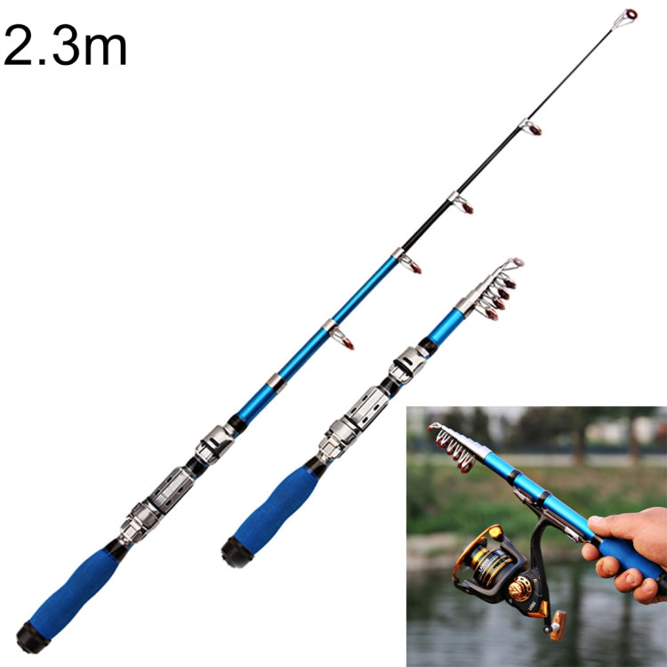 37cm Portable Telescopic Sea Fishing Rod Mini Fishing Pole, Extended Length : 2.3m, 2.3m – Durable Build, Easy to Use 2.3m OG6274C