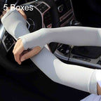 5 Boxes New Style Ice Silk Sleeves Fresh and Cool UV Protection Oversleeve, Open Fingers Style, Open Fingers Style – Durable Build, Easy to Use Open Fingers Style Grey