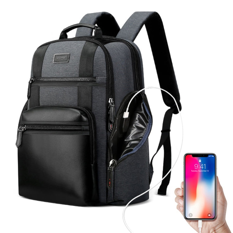 Bopai 851-014318 Fashion Outdoor Breathable Waterproof Anti-theft Three-layer Large Capacity Double Shoulder Bag,with USB Charging Port, Size: 31x17x44cm, 851-014318 – Waterproof, Leather 851-014318
