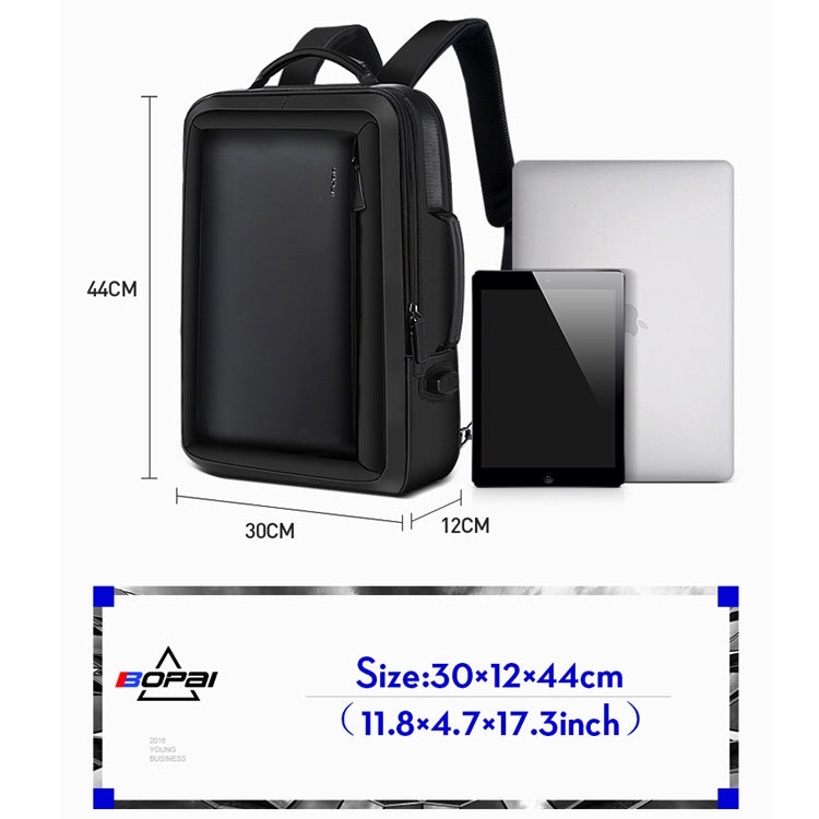 Bopai 751-006551 Large Capacity Business Casual Breathable Laptop Backpack with External USB Interface, Size: 30 x 12 x 44cm, 751-006551 – Waterproof, Leather