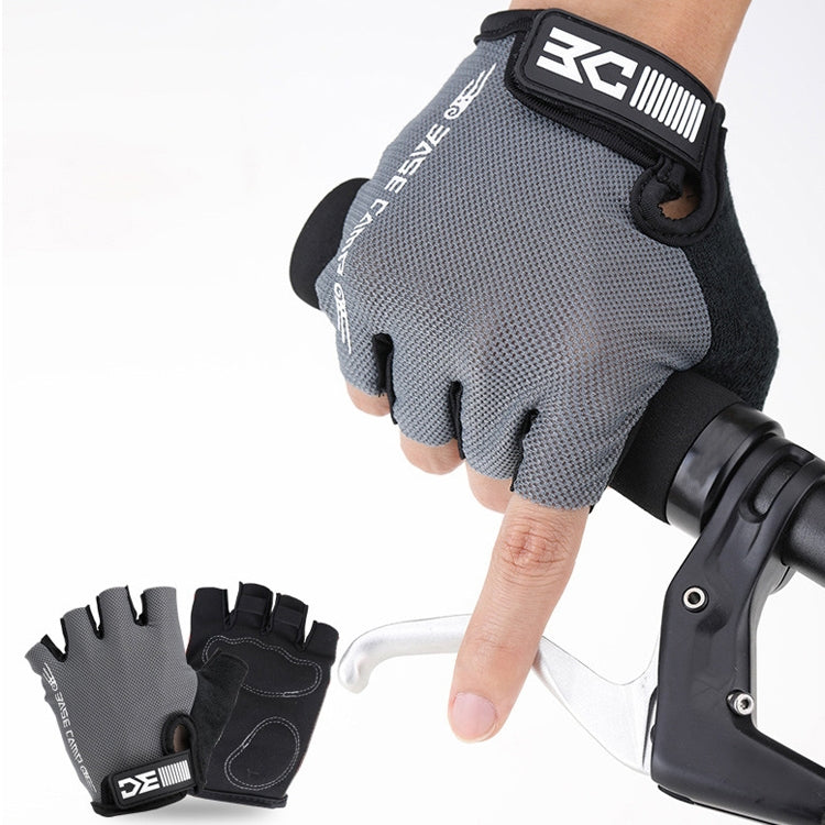 BaseCamp BC-204 Bicycle Half Finger Gloves Lycra Fabric Cycling Gloves, Size: M, Size: M Size: M Grey