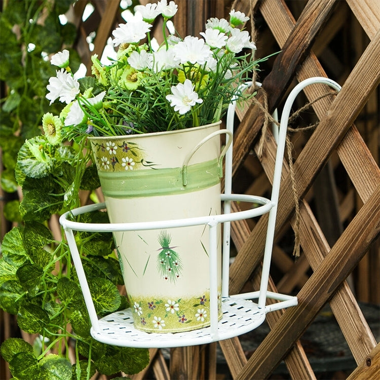 Iron Metal Railing Potted Plant Shelves Hanging Flowerpot Rack White