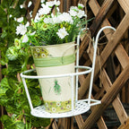 Iron Metal Railing Potted Plant Shelves Hanging Flowerpot Rack
