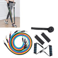 jx-003 11 in 1 100lbs TPE Five-point Buckle Household Pull Rope Resistance Band Fitness Equipment Set, 100lbs with Blue Handle – Non-slip 100lbs with Blue Handle