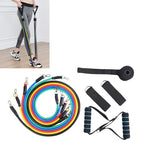 jx-003 11 in 1 100lbs TPE Five-point Buckle Household Pull Rope Resistance Band Fitness Equipment Set, 100lbs with Blue Handle – Non-slip 100lbs with Blue Handle