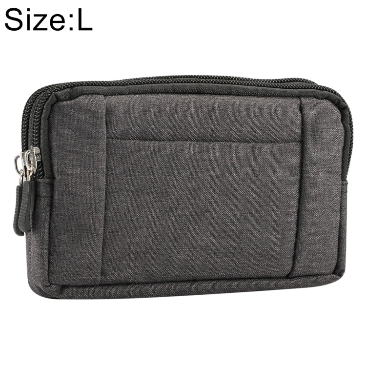 Sports Denim Universal Phone Bag Waist Bag for 5.5~6.3 inch Smartphones, Size: L, L L Black