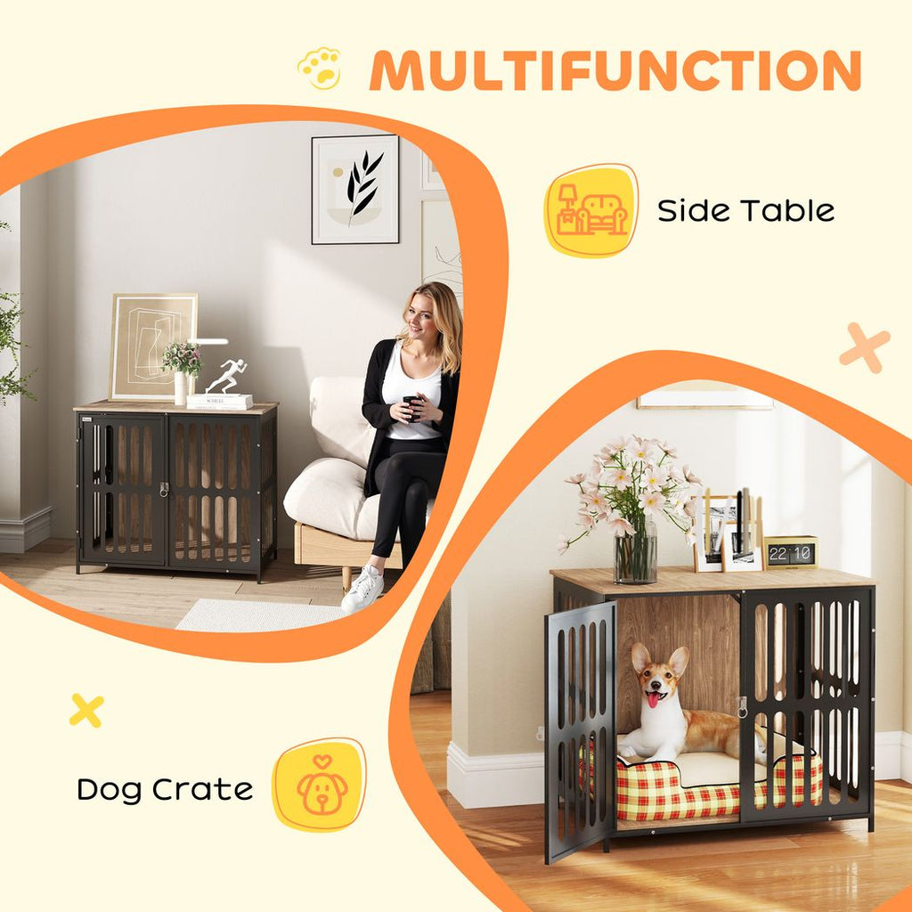 Dog Crate Furniture with Anti-Chew Resistant Mesh for Medium Dogs