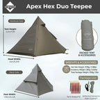 Onewind Apex Hex Duo Teepee Tent Trekking Pole Tent 2 Person