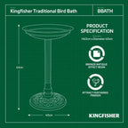 Traditional Freestanding Weatherproof Bird Bath Garden Feeder