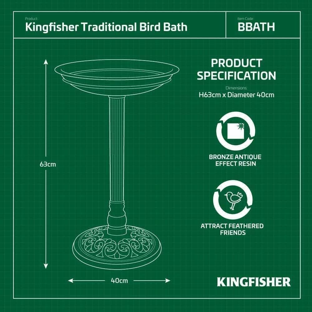 Traditional Freestanding Weatherproof Bird Bath Garden Feeder