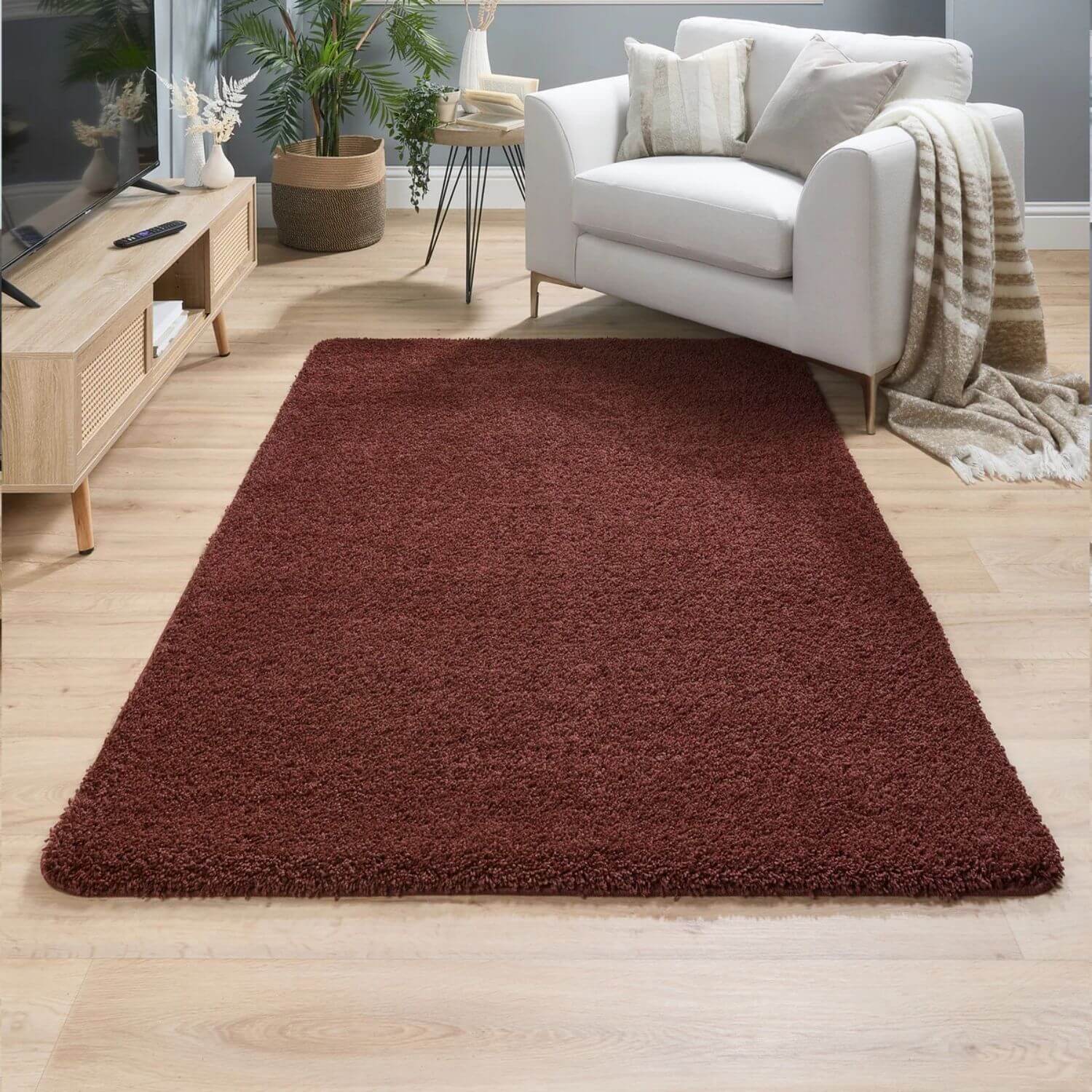 Washable Red Shaggy Rug