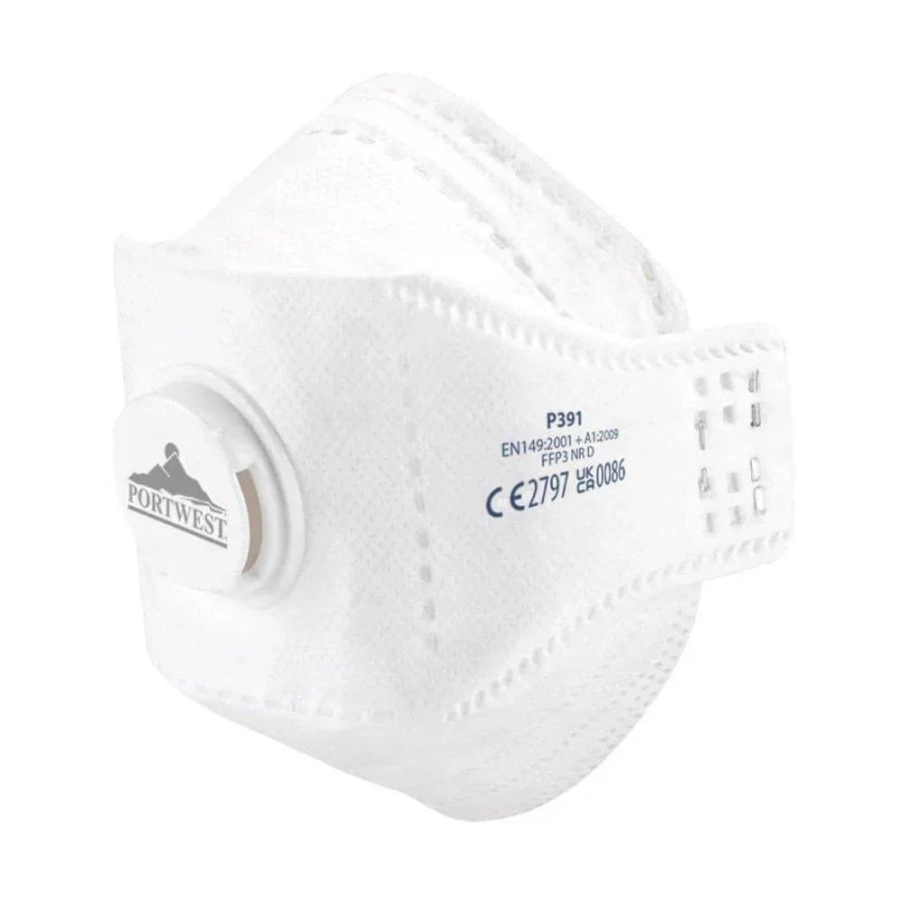 Portwest P391 EAGLE FFP3 Valved Dolomite Fold Flat Respirator (Pack of 10)