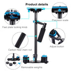 PULUZ 38.5-61cm Carbon Fibre Handheld Stabilizer for DSLR & DV Digital Video & Cameras, Load Range: 0.5-3kg, P60T Blue, P60T Red