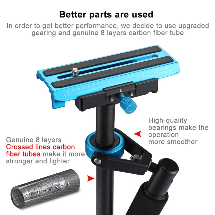 PULUZ 38.5-61cm Carbon Fibre Handheld Stabilizer for DSLR & DV Digital Video & Cameras, Load Range: 0.5-3kg, P60T Blue, P60T Red