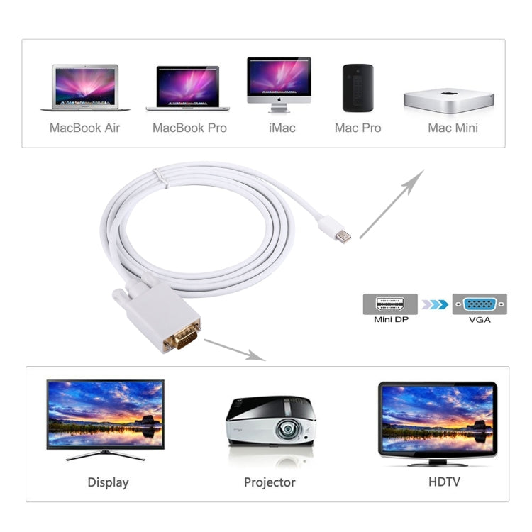 1.8m Mini DisplayPort Male to VGA Male Adapter Cable – Durable Build, Easy to Use