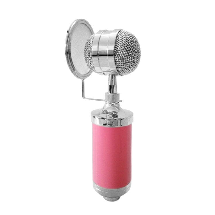 3000 Home KTV Mic Condenser Sound Recording Microphone with Shock Mount & Pop Filter for PC & Laptop, 3.5mm Earphone Port, Cable Length: 2.5m Pink