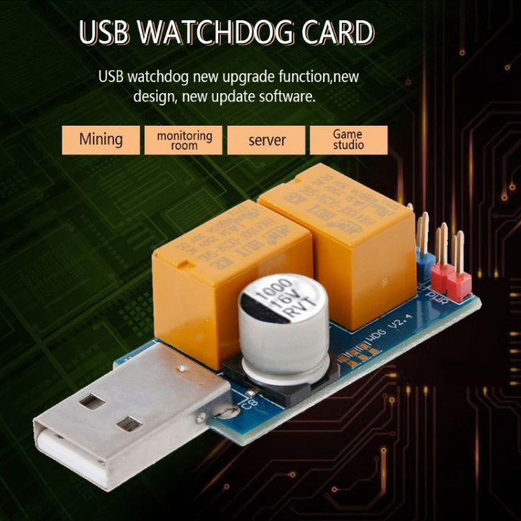 USB Watchdog Card Double Relay Unattended Automatic Restart Blue Screen Crash Timer Reboot for 24H Mining Server Gaming – Durable Build, Easy to Use