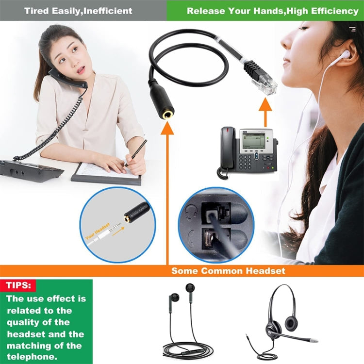 3.5mm Jack to RJ9 PC / Mobile Phones Headset to Office Phone Adapter Convertor Cable, Length: 32cm – Durable Build, Easy to Use