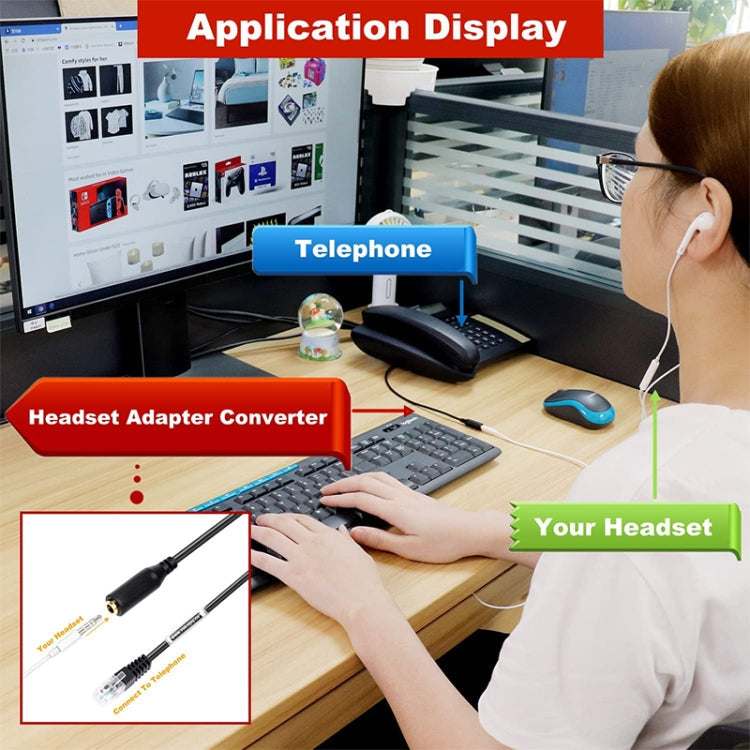 3.5mm Jack to RJ9 PC / Mobile Phones Headset to Office Phone Adapter Convertor Cable, Length: 32cm – Durable Build, Easy to Use