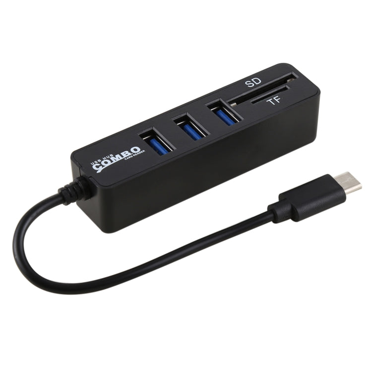 2 in 1 TF & SD Card Reader + 3 x USB Ports to USB-C / Type-C HUB Converter, Total Length: 24cm, Type-C (Black), Type-C (White) – Durable Build, Easy to Use