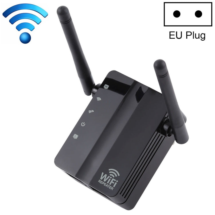 300Mbps Wireless-N Range Extender WiFi Repeater Signal Booster Network Router with 2 External Antenna, EU Plug, 2 External Antenna (White), 2 External Antenna (Black) – Durable Build, Easy to Use 2 External Antenna (Black) Black