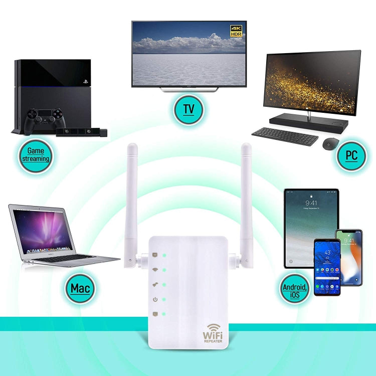 300Mbps Wireless-N Range Extender WiFi Repeater Signal Booster Network Router with 2 External Antenna, EU Plug, 2 External Antenna (White), 2 External Antenna (Black) – Durable Build, Easy to Use