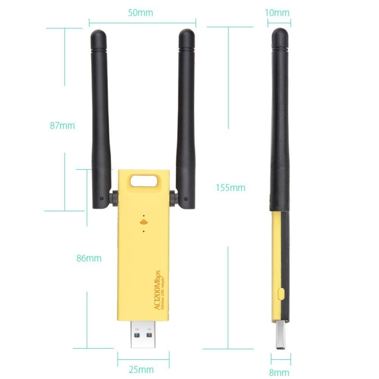 AC1200Mbps 2.4GHz & 5GHz Dual Band USB 3.0 WiFi Adapter External Network Card with 2 External Antenna, AC1200Mbps USB 3.0 – Durable Build, Easy to Use