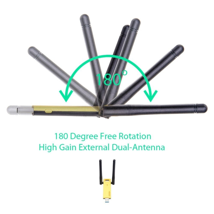 AC1200Mbps 2.4GHz & 5GHz Dual Band USB 3.0 WiFi Adapter External Network Card with 2 External Antenna, AC1200Mbps USB 3.0 – Durable Build, Easy to Use