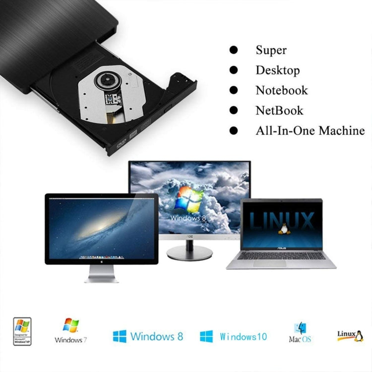 Brushed Texture USB 3.0 POP-UP Mobile External DVD-Rw DVD / CD Rewritable Drive External ODD & HDD Device, Brushed Texture DVD(B) – Data Transmission