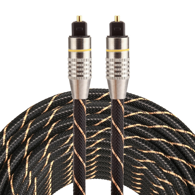 10m OD6.0mm Gold Plated Metal Head Woven Net Line Toslink Male to Male Digital Optical Audio Cable, Length: 10m – Non-slip Length: 10m