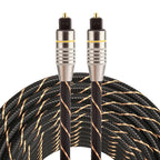 10m OD6.0mm Gold Plated Metal Head Woven Net Line Toslink Male to Male Digital Optical Audio Cable, Length: 10m – Non-slip Length: 10m