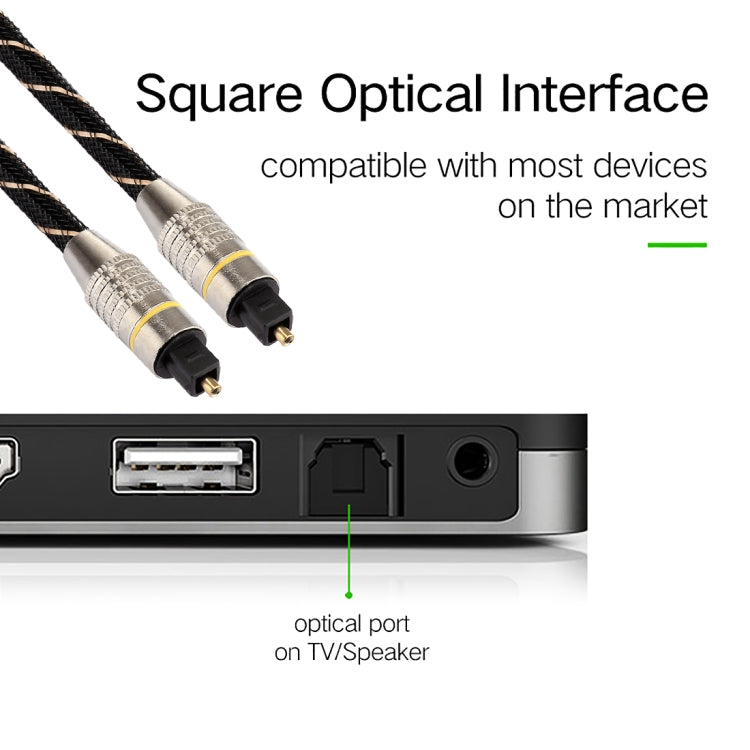 10m OD6.0mm Gold Plated Metal Head Woven Net Line Toslink Male to Male Digital Optical Audio Cable, Length: 10m – Non-slip