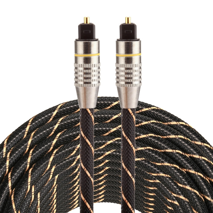 15m OD6.0mm Gold Plated Metal Head Woven Net Line Toslink Male to Male Digital Optical Audio Cable, Length: 15m – Non-slip Length: 15m