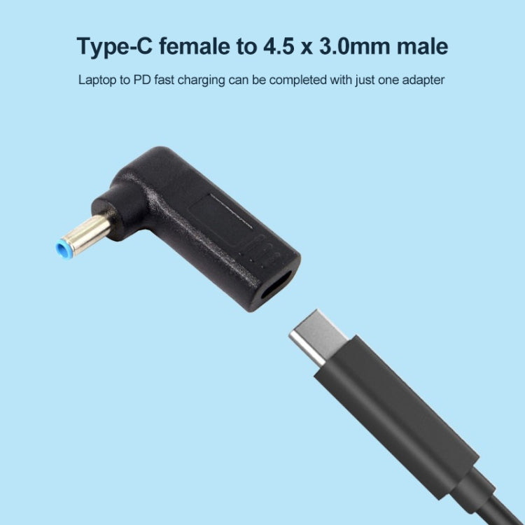USB-C / Type-C Female to 4.5 x 3.0mm Male Plug Elbow Adapter Connector, 4.5 x 3.0mm Elbow Black, 4.5 x 3.0mm Elbow Blue – Durable Build, Easy to Use