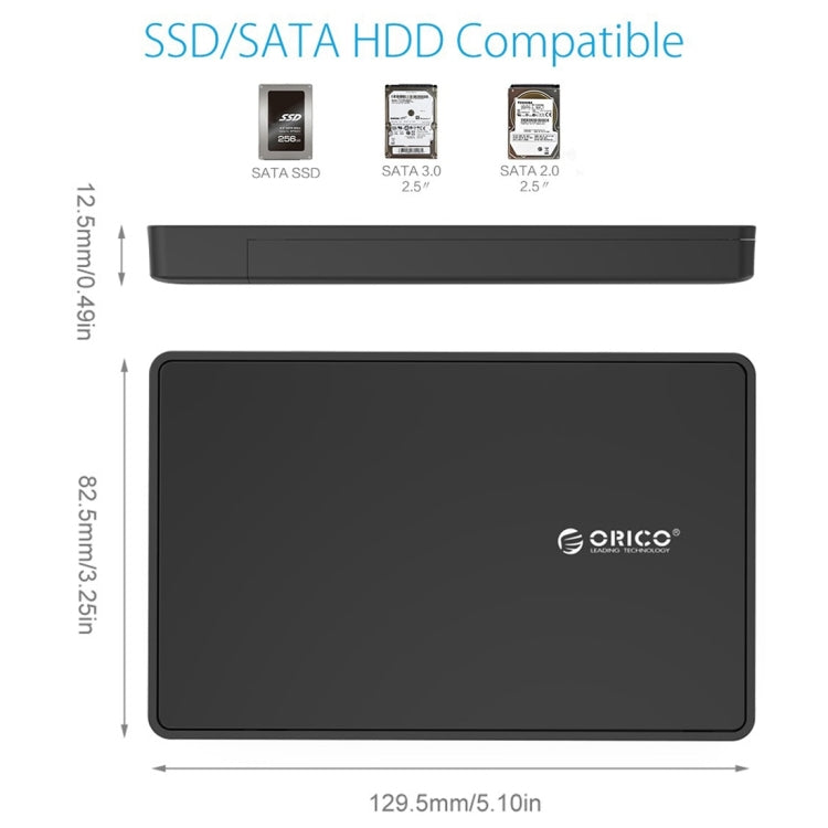 ORICO 2588US3 USB3.0 External Hard Disk Box Storage Case for 2.5 inch SATA HDD / SSD 9.5mm Laptop PC – Durable Build, Easy to Use