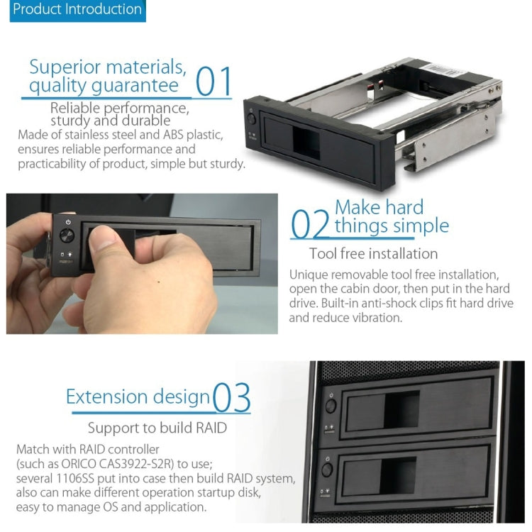 ORICO 1106SS CD-ROM Space HDD Mobile Rack Internal 3.5 inch HDD Convertor Enclosure – TPU