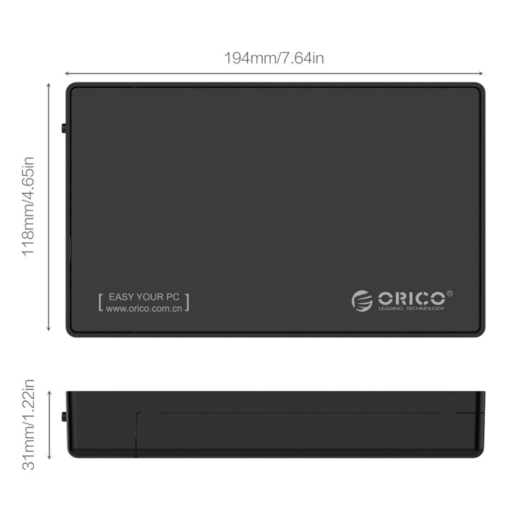 ORICO 3588C3 SATA 3.0 to USB-C / Type-C 2.5 / 3.5 inch SSD / SATA HDD Enclosure Storage Support UASP Protocol, USB Type-C – Durable Build, Easy to Use