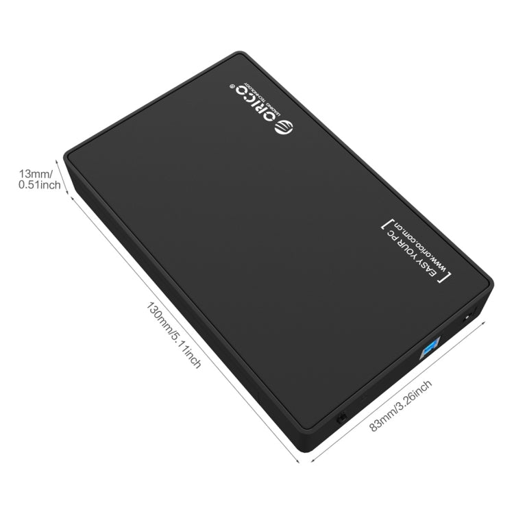 ORICO 3588US3 USB 3.0 Type-B 2.5 / 3.5 inch SSD / SATA HDD Enclosure Storage Hard Disk Box for Laptop Computer Desktop PC, USB Type-B – Durable Build, Easy to Use