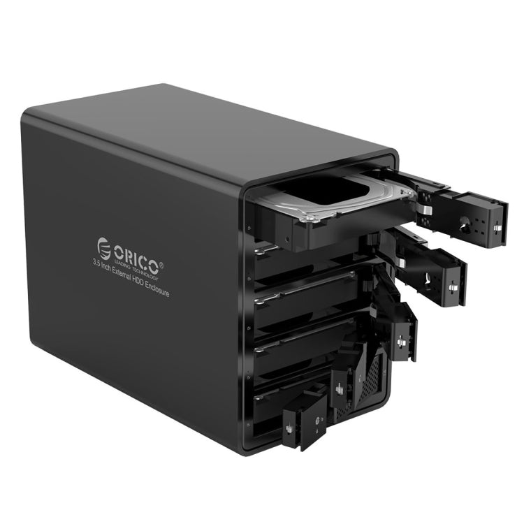 ORICO 9558U3 5-bay USB 3.0 Type-B Aluminum 3.5 inch SSD / SATA HDD Enclosure Storage Hard Disk Box for Laptop Computer Desktop PC, SSD / SATA (Black) – Aluminum Alloy SSD SATA (Black) Black