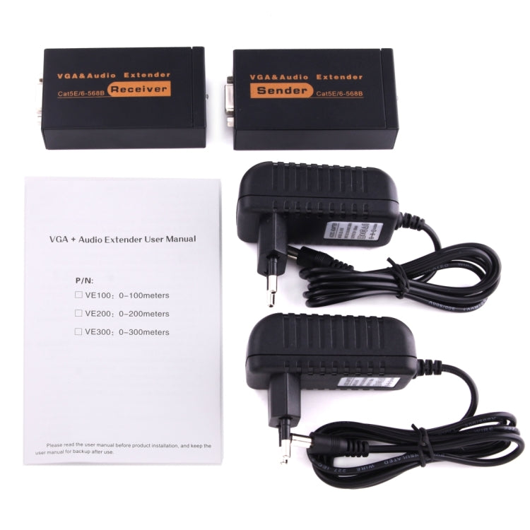 VGA & Audio Extender 1920x1440 HD 100m Cat5e / 6-568B Network Cable Sender Receiver Adapter, Transmission Distance: 100m – Durable Build, Easy to Use