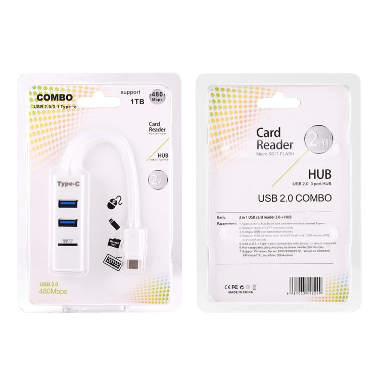 2 in 1 USB 3.1 USB-C / Type-C to USB 2.0 COMBO 3 Ports HUB + TF Card Reader, 3 Ports USB+TF Card – Durable Build, Easy to Use